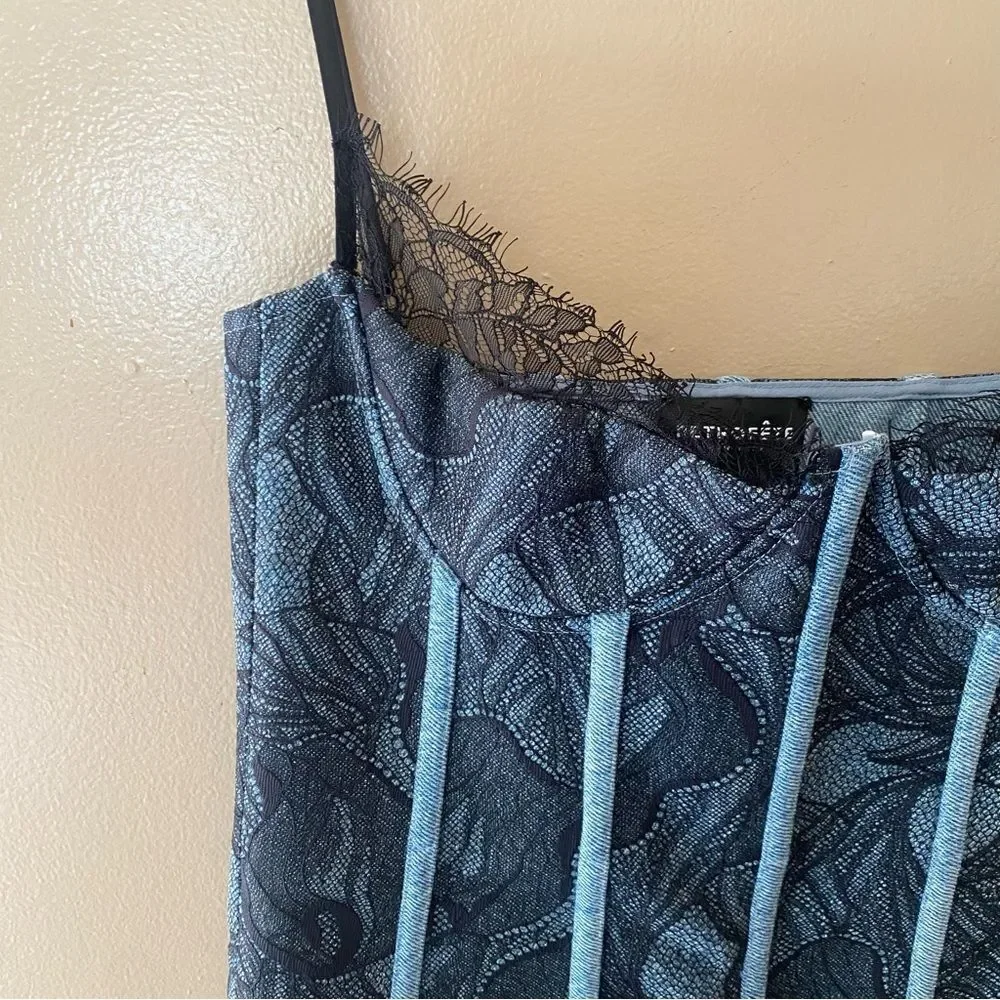 New Retrofete Trice Dress denim lace mini bustier party S $598 - Picture 12 of 14